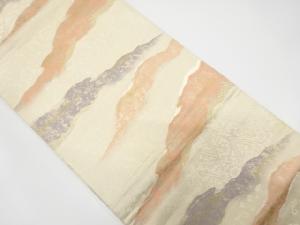 アンティーク　引箔　霞に草花模様織り出し袋帯（材料）